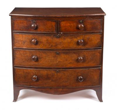 Appraisal: A Victorian mahogany bowfront chest fitted three long and two