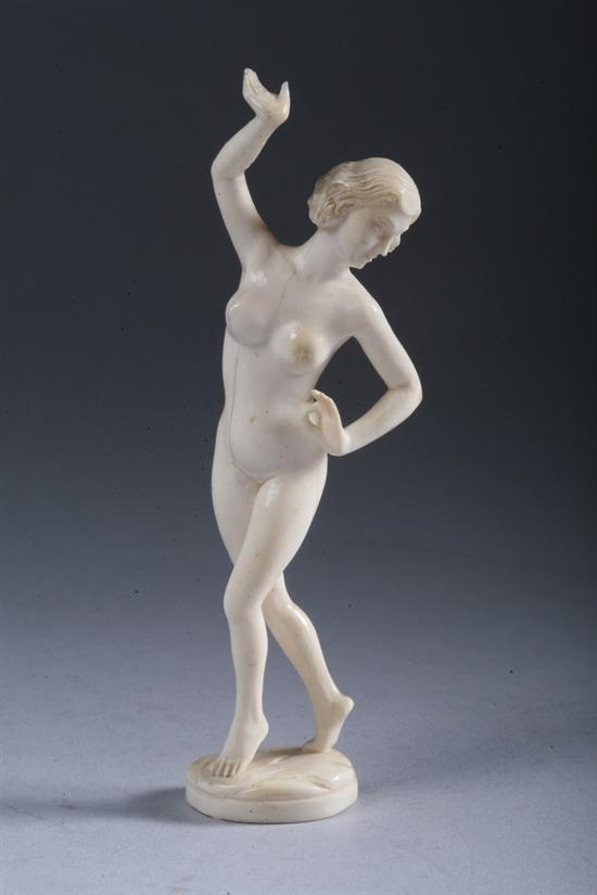 Appraisal: CONTINENTAL CARVED IVORY FIGURE OF FEMALE NUDE s - in