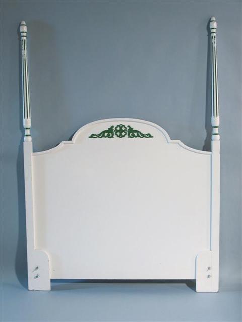 Appraisal: DOROTHY DRAPER STYLE GREEN WHITE BED The white painted full