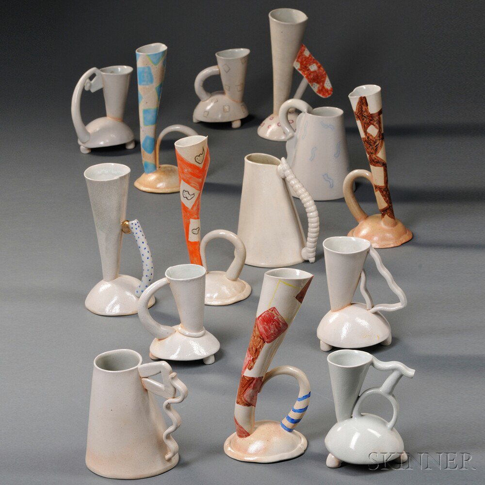 Appraisal: Group of Barbara Lewis Porcelain Espresso Cups Mugs and Flutes