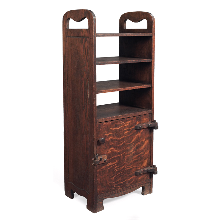 Appraisal: Arts and Crafts magazine stand four shelves over a single