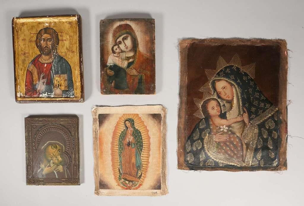 Appraisal: GROUPING OF RELIGIOUS IMAGES AND ICONSGrouping of religious images and