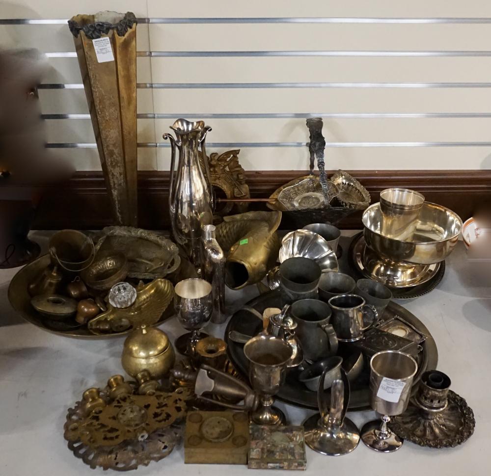 Appraisal: Collection of Assorted Brass Pewter Silverplate and Other Metalcraft Hardware