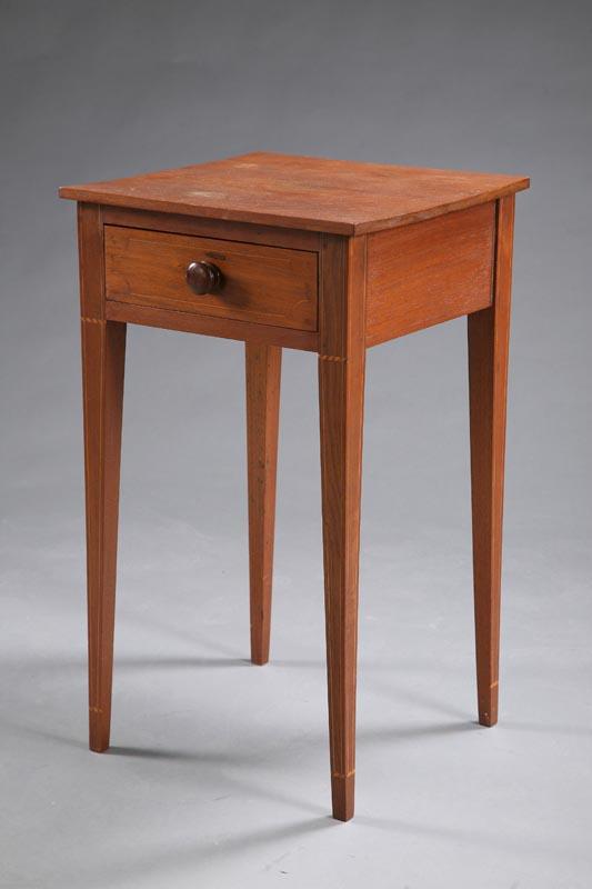 Appraisal: ONE DRAWER STAND Walnut with string inlay and tapered legs