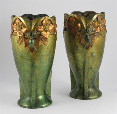 Appraisal: A pair of B Bloch Co Eichwald pottery vases each