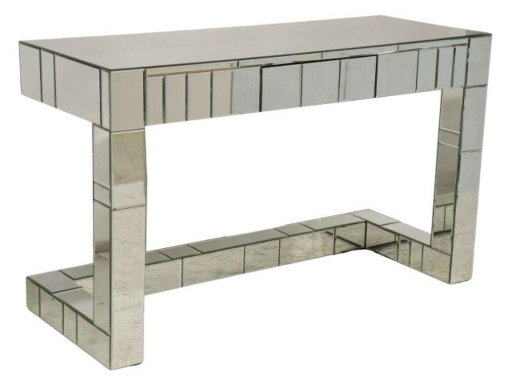 Appraisal: Contemporary mirrored writing desk console table in the manner of