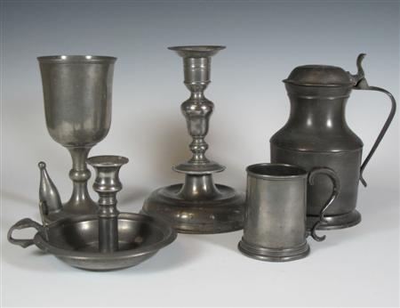 Appraisal: A group of th century and later pewter wares with