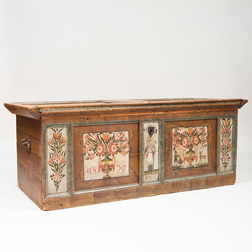 Appraisal: Austrian Painted Blanket Chest x ft in x in Condition