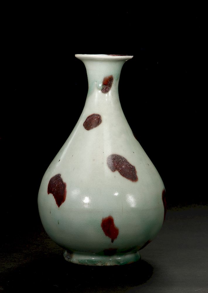 Appraisal: Russet-Splashed Celadon Glazed Yuhuchunping Vase The rounded sides rising from