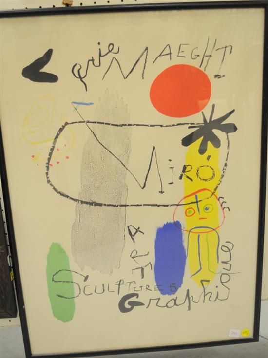 Appraisal: Miro poster ''Galerie Maeght Sculpture Graphique '' framed ss ''