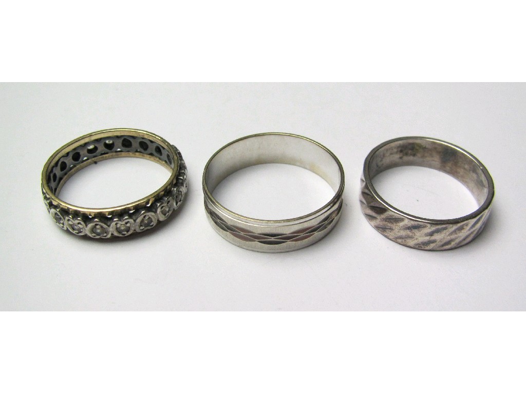 Appraisal: Lot comprising two bands one silver and one ct gold