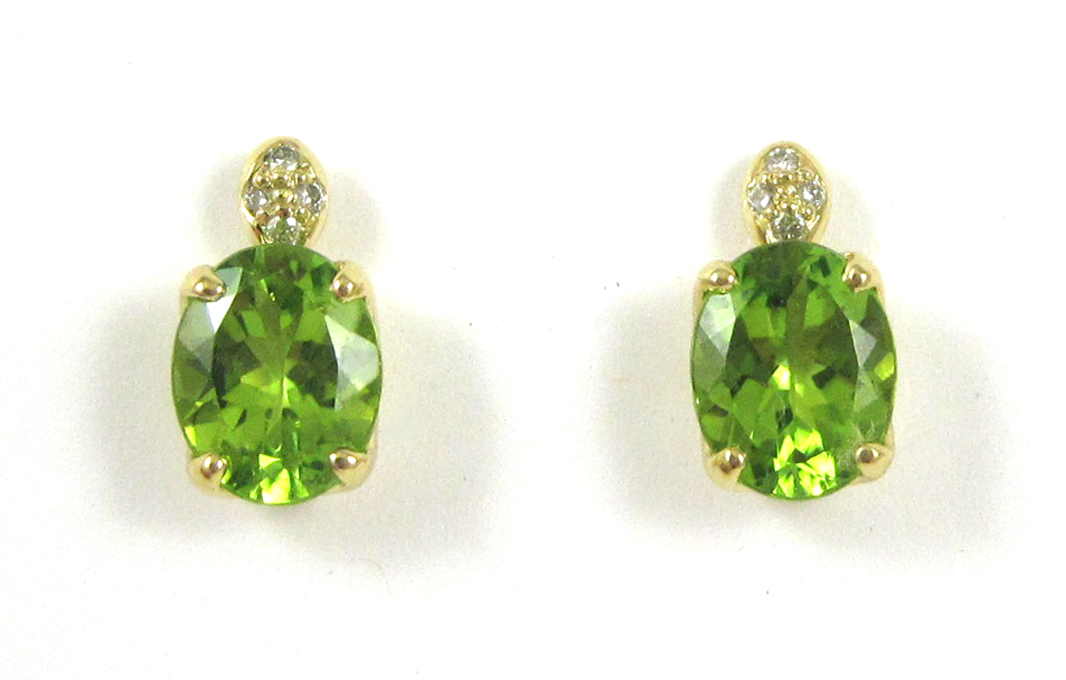 Appraisal: PAIR OF PERIDOT AND DIAMOND EARRINGS each k yellow gold