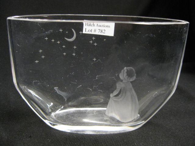 Appraisal: Orrefors Etched Crystal Vase Wishing Upon a Star tall wide