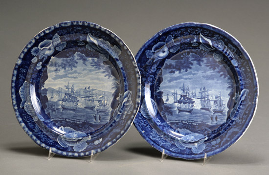 Appraisal: Pair of Staffordshire Historical Dark Blue Transfer Decorated Dinner Plates