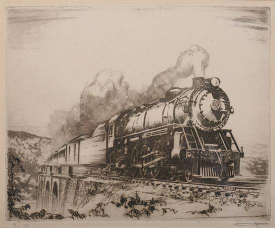 Appraisal: OTTO KUHLER American - LOCOMOTIVE signed and numbered in pencil