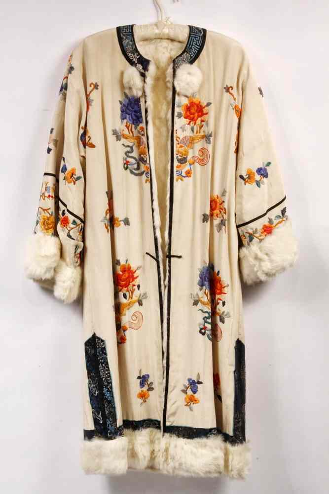 Appraisal: FINE CHINESE WINTER ROBE - Ladies White Fur Lined Winter