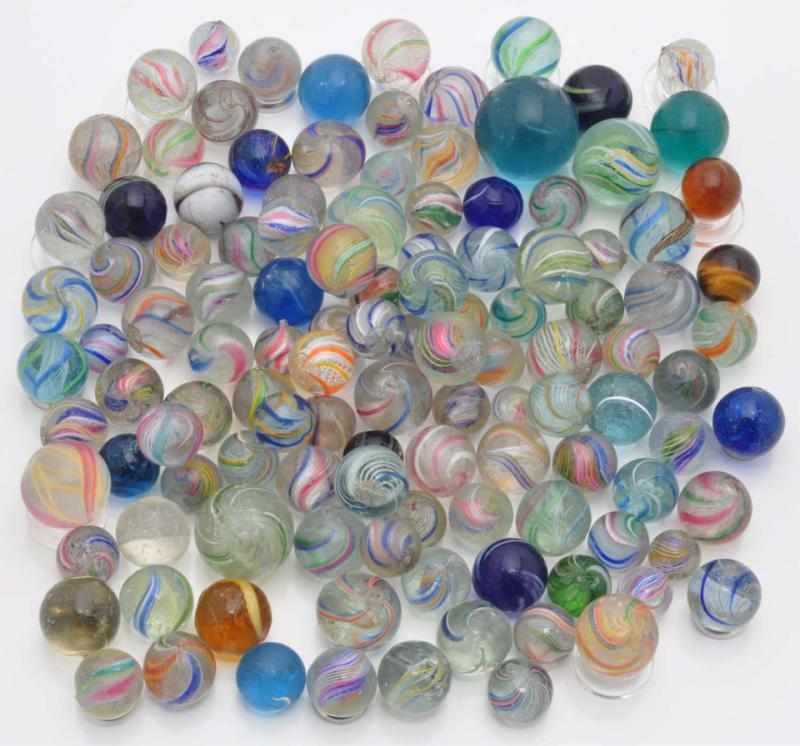 Appraisal: Lot of Handmade Marbles Description Lot includes latticinos coreless colored