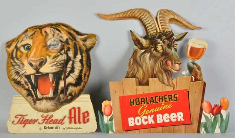 Appraisal: Lot of Cardboard Beer Die-Cut Signs Description Includes Tiger Head