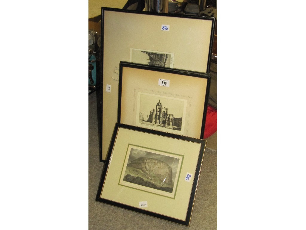 Appraisal: M Rudge - Two etchings St Giles Cathedral and Tolbooth