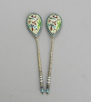 Appraisal: Two Russian Enamel Spoons by Nikolai Vasilievich Alexeev circa -