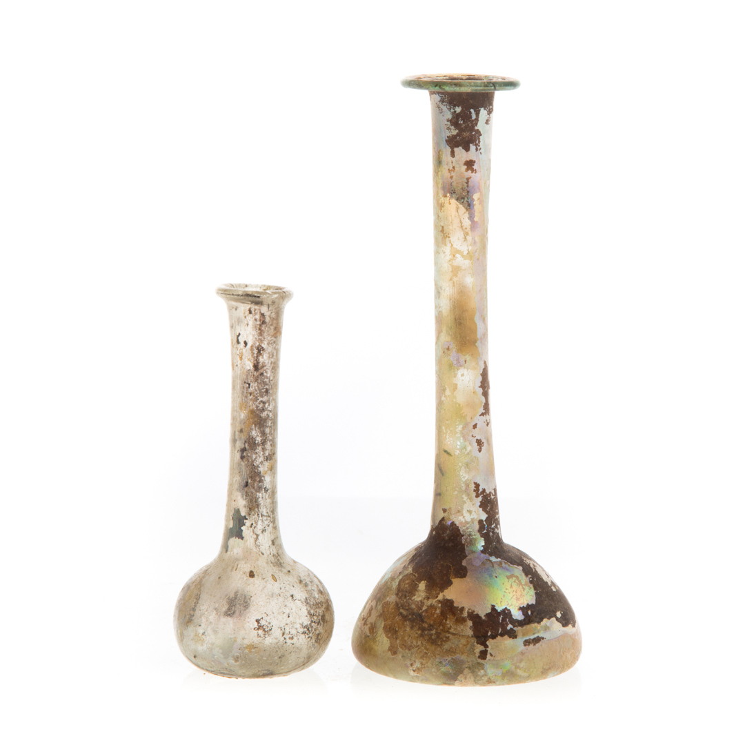 Appraisal: Two Roman blown glass scent bottles vases possibly from Judean