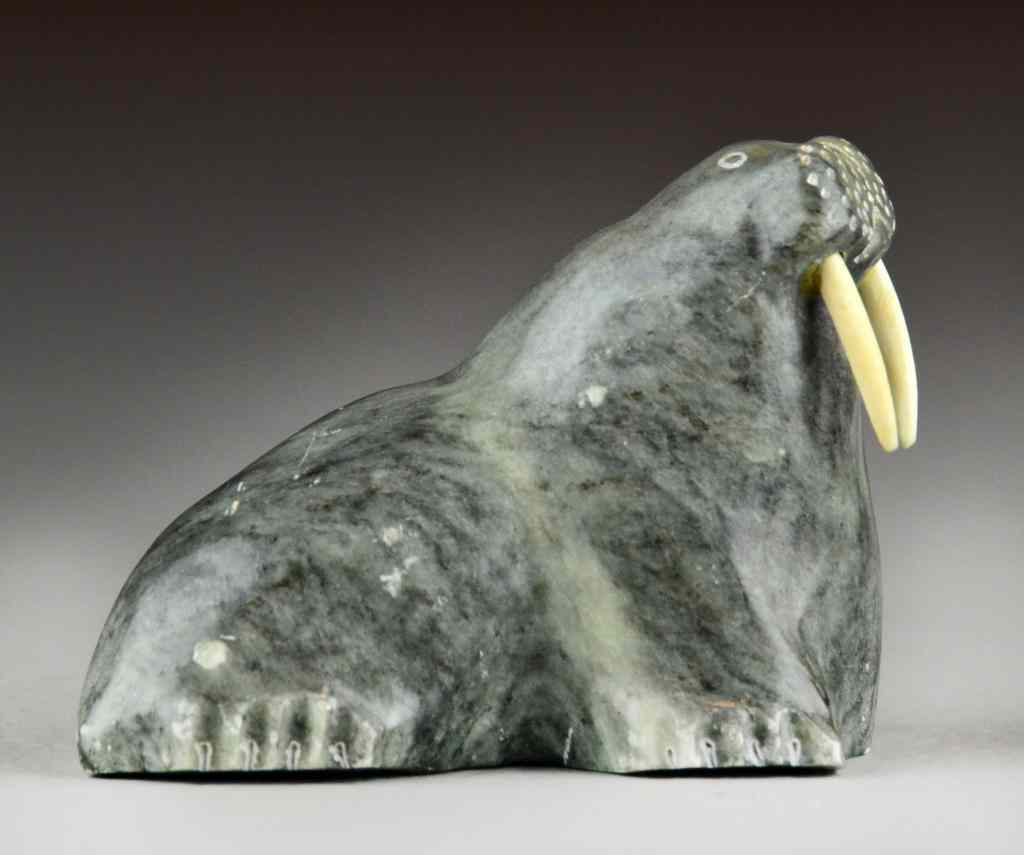 Appraisal: Inuit Stone Carving of Walrus - signed LukeDepicting a male