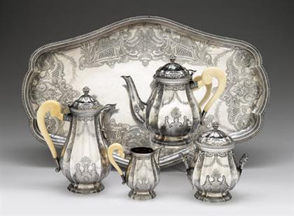 Appraisal: French ivory mounted silver five piece tea coffee service henri