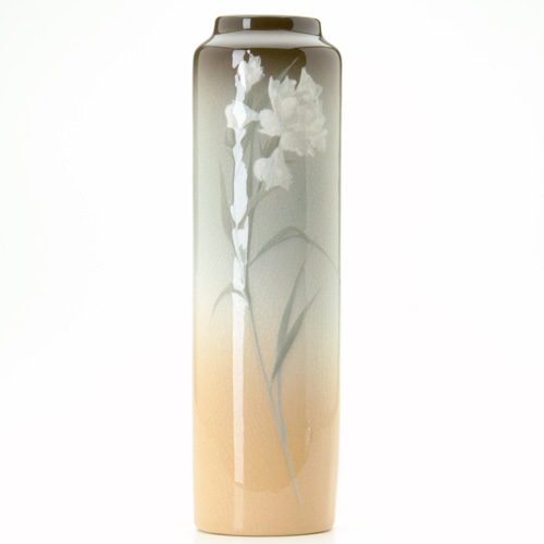 Appraisal: OWENS LOTUS Tall cylindrical vase painted by Frank Ferrell with