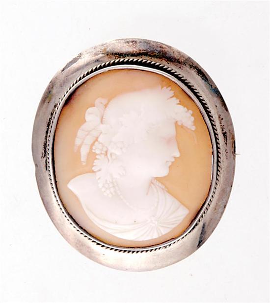 Appraisal: Shell cameo brooch pendant circa portrait of female having carved