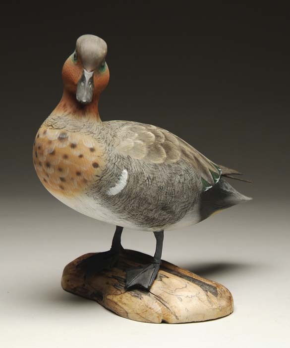 Appraisal: STANDING LIFE SIZED GREEN WING TEAL CARVING BY WILLIAM VEASEY