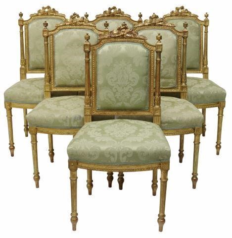 Appraisal: lot of French Louis XVI style giltwood side chairs late