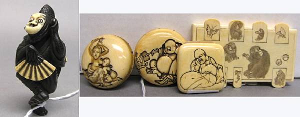 Appraisal: Japanese Works of ArtNetsuke and Okimono Most Meiji Period Including