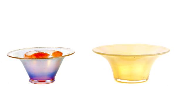 Appraisal: Two American iridescent Art glass small bowls and stretch glass