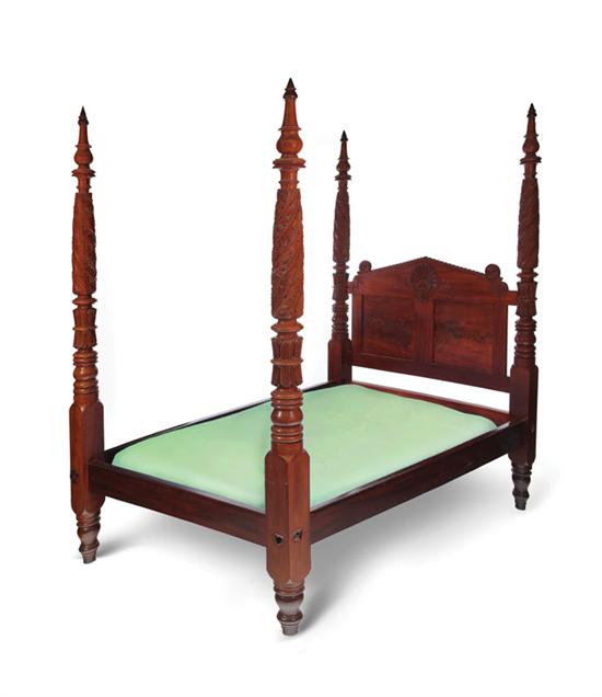 Appraisal: CARVED HIGH-POST BED American late th-early th century mahogany High