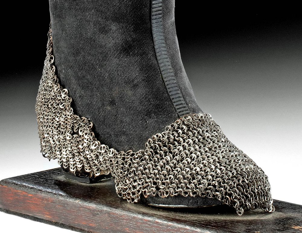 Appraisal: th C Indo-Persian Iron Foot Chainmail w Theta Links Near