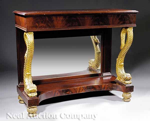 Appraisal: An American Carved and Gilded Mahogany Pier Table late th