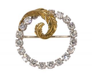 Appraisal: Tiffany Co diamond platinum and k yellow gold circle brooch