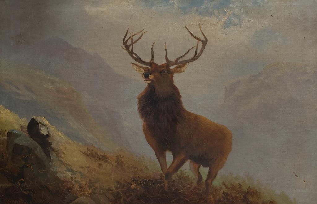 Appraisal: MANNER OF LANDSEER STAG IN A HIGHLAND LANDSCAPE signed D