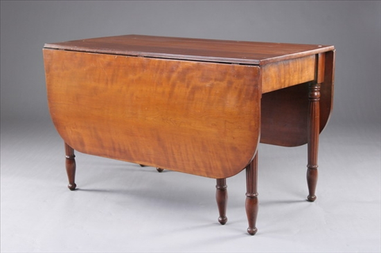 Appraisal: AMERICAN FEDERAL STYLE WALNUT DROP-LEAF DINING TABLE th century and