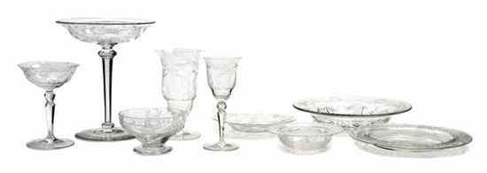 Appraisal: A Set of Wheel Cut Glass Stemware and Tableware Articles