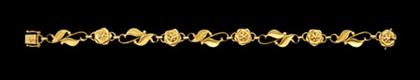 Appraisal: karat yellow gold flexible rose bracelet Georg Jensen art nouveau