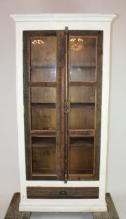 Appraisal: Rustic painted white door bookcase with industrial style hardware h