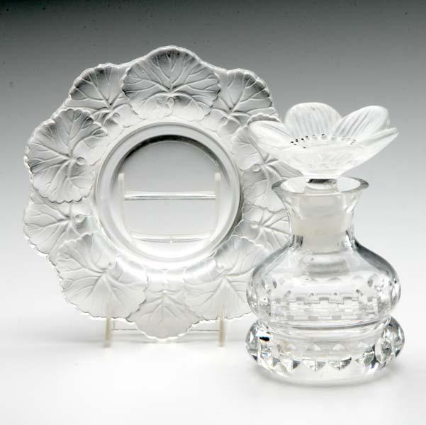 Appraisal: LALIQUE Two pieces in clear and frosted glass bowl Pornic