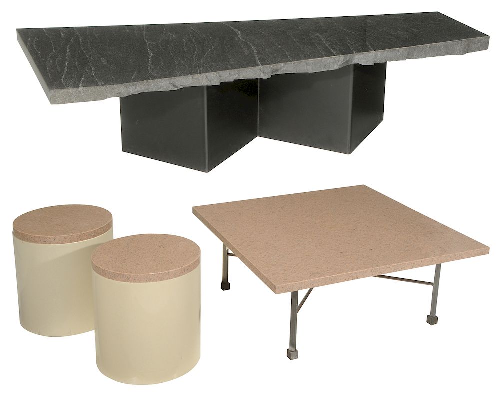 Appraisal: Four Modern Tables Two Granite Two Lacquered modern pink granite