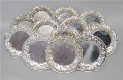 Appraisal: set of twelve sterling silver repousse bread plate ss kirk