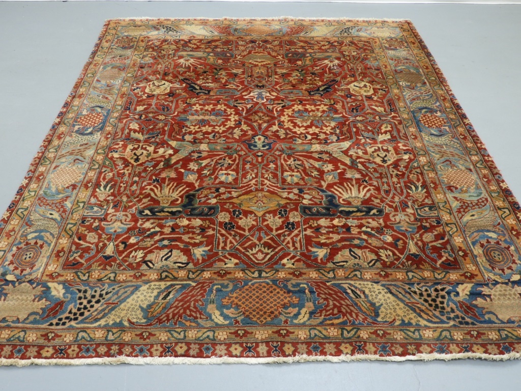 Appraisal: ORIENTAL PERSIAN TABRIZ PATTERN CARPET RUG Persia th CenturyBurgundy red