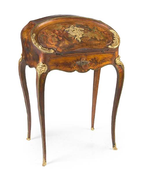 Appraisal: A Louis XV style gilt bronze mounted paint decorated bureau