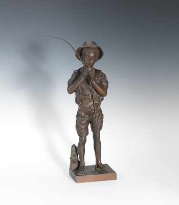 Appraisal: After Adolphe Jean Lavergne - Charming Fisherman Cast bronze with