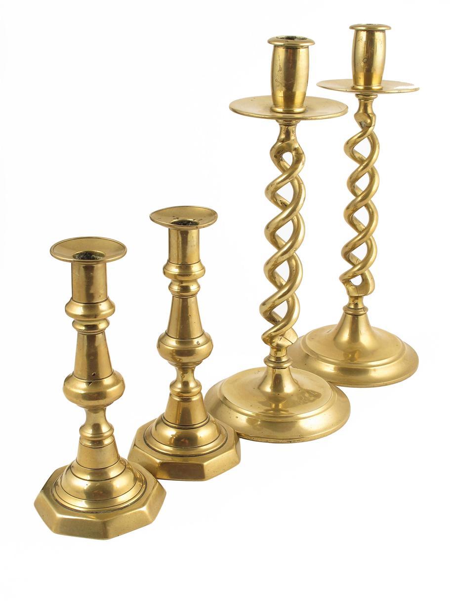 Appraisal: A pair of brass spiral twist candlesticks