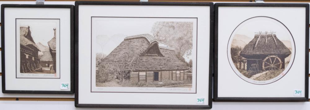 Appraisal: HIROTO NORIKANE Japan born three etchings Farm House Farm House